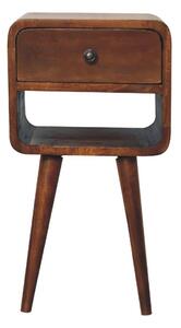 Mini Chestnut Curved Bedside Table with Lower Slot