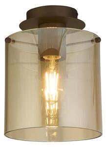 Searchlight Sweden Flush Ceiling Light In Mocha Finish With Amber Glass 88911-1MO