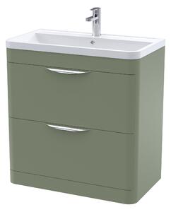 Parade Floor Standing 2 Drawer Vanity Unit With Polymarble Basin Satin Green