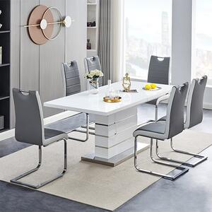 Parini Small Extending White Dining Table 4 Petra Grey White Chairs