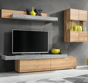 Carlisle Wooden Entertainment Unit With Wall Hung In Grey And Oak