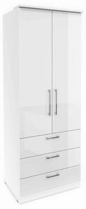 Olathe Wooden Wardrobe With 2 Doors 3 Drawers In White