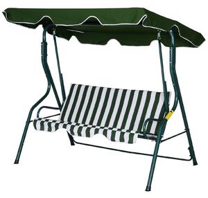 Outsunny Steel 3-Seater Swing Chair w/ Canopy Green