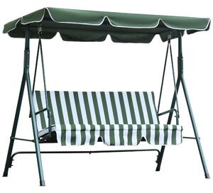Outsunny Steel 3-Seater Swing Chair w/ Adjustable Canopy Green