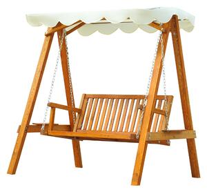 Outsunny 2 Seater Garden Swing Seat Wooden Swing Chair Outdoor Hammock Bench Furniture, Cream White
