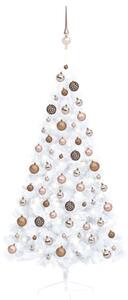 Artificial Half Pre-lit Christmas Tree with Ball Set White 150 cm