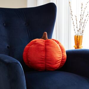 Velour Pumpkin Shaped Cushion Orange