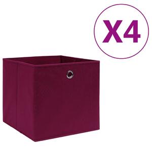 Storage Boxes 4 pcs Non-woven Fabric 28x28x28 cm Dark Red