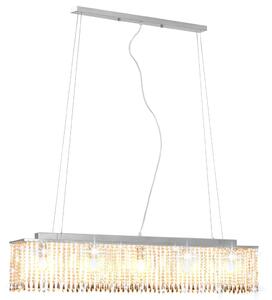 Ceiling Lamp with Crystal Beads Silver 104 cm E14