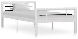 Bed Frame White and Black Metal 90x200 cm