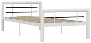 Bed Frame White and Black Metal 90x200 cm