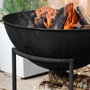 Outdoor Cast Iron Firebowl with Stand Black
