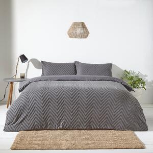 Yard Chevron Tuft Geometric Duvet Cover Bedding Set Charcoal