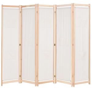 5-Panel Room Divider Cream 200x170x4 cm Fabric