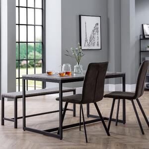 Staten Rectangular Dining Table with 2 Monroe Chairs and Bench, Grey Grey