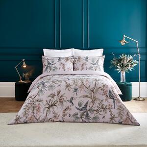 Dorma Lillian 100% Cotton Duvet Cover and Pillowcase Set Pink/Brown/Green