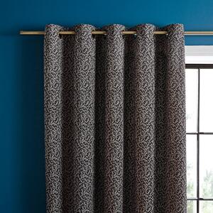 Ditsy Coral Monochrome Eyelet Curtains Black