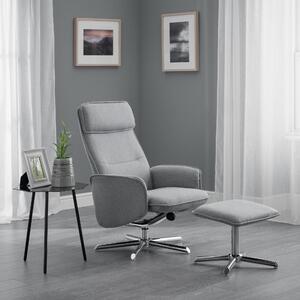 Aria Linen Recliner Chair and Stool Grey
