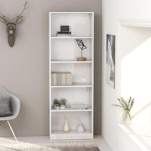 5-Tier Book Cabinet High Gloss White 60x24x175 cm Engineered Wood