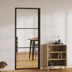 Interior Door ESG Glass and Aluminium 83x201.5 cm Black