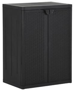 Garden Storage Cabinet Black 65x45x88 cm PP Rattan