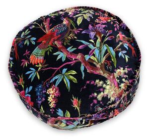 Leelo Floral Motif Round Scatter Cushion | Velvet Accent Pillow