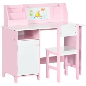 HOMCOM Kids Table and Chair Set Two-Piece Table and Chair Set Multi Use Toddler Furniture w/ Whiteboard - Pink Aosom UK