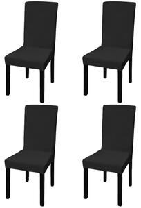 Straight Stretchable Chair Cover 4 pcs Black