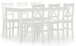 7 Piece Dining Set Pinewood White