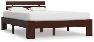 Bed Frame without Mattress Dark Brown Solid Pine Wood 140x200 cm