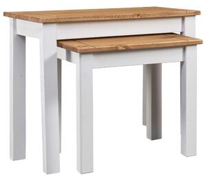 Nesting Tables 2 pcs White Solid Pine Wood Panama Range