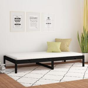 Day Bed Black 90x190 cm Single Solid Wood Pine