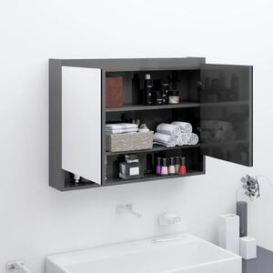 Bathroom Mirror Cabinet 80x15x60 cm MDF Shining Grey