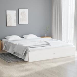 Bed Frame without Mattress White Solid Wood 140x190 cm