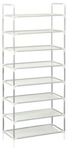 Shoe Rack with 8 Shelves Metal and Non-woven Fabric Silver