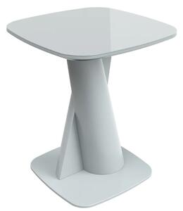 Tivori Square High Gloss Side Table In Light Grey With Glass Top