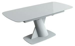 Tivori Large High Gloss Extending Dining Table In Light Grey With Glass Top