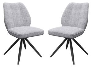 Raevo Grey Fabric Swivel Dining Chairs with Metal Legs in Pair