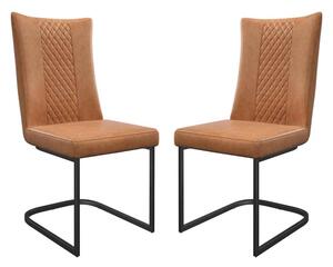 Liora Tan Faux Leather Dining Chairs with Black Legs in Pair