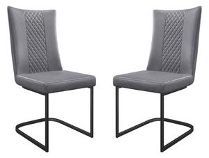 Liora Dark Grey Faux Leather Dining Chairs with Black Legs in Pair