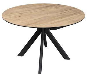 Altoen Round Ceramic Top Extending Dining Table in Oak