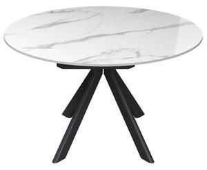 Altoen Round Ceramic Top Extending Dining Table in White Gloss