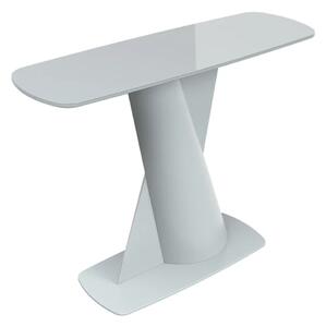 Tivori Rectangular High Gloss Console Table In Light Grey With Glass Top