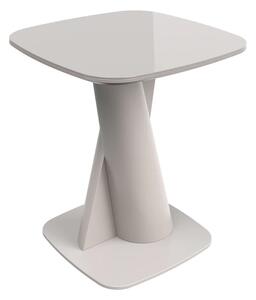 Tivori Square High Gloss Side Table In Taupe With Glass Top