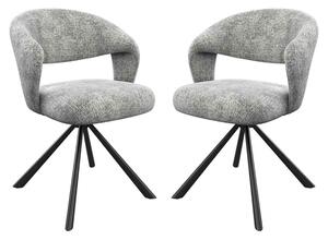 Laroz Grey Fabric Dining Chairs with Black Legs in Pair