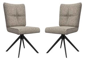 Rivano Oatmeal Fabric Armless Dining Chairs with Black Legs in Pair