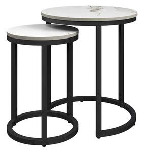 Zillah Round Ceramic Top Set Of 2 Side Table in White