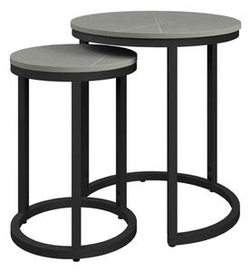 Zillah Round Ceramic Top Set Of 2 Side Table in Grey