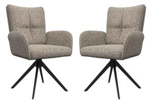 Rivano Oatmeal Fabric Swivel Dining Chairs with Black Legs in Pair