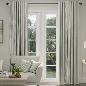 ANTE DECOR Burgess Printed Cotton Stripe Made To Measure Curtains White Black